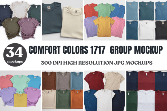 Download Comfort Colors 1717 Group Mockup Bundle - Group mockup Collection